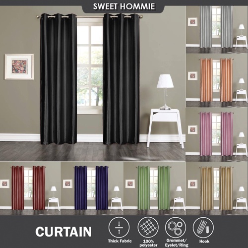 Langsir Tingkap Kain Tebal Thick Blackout Curtain Window Curtain ...