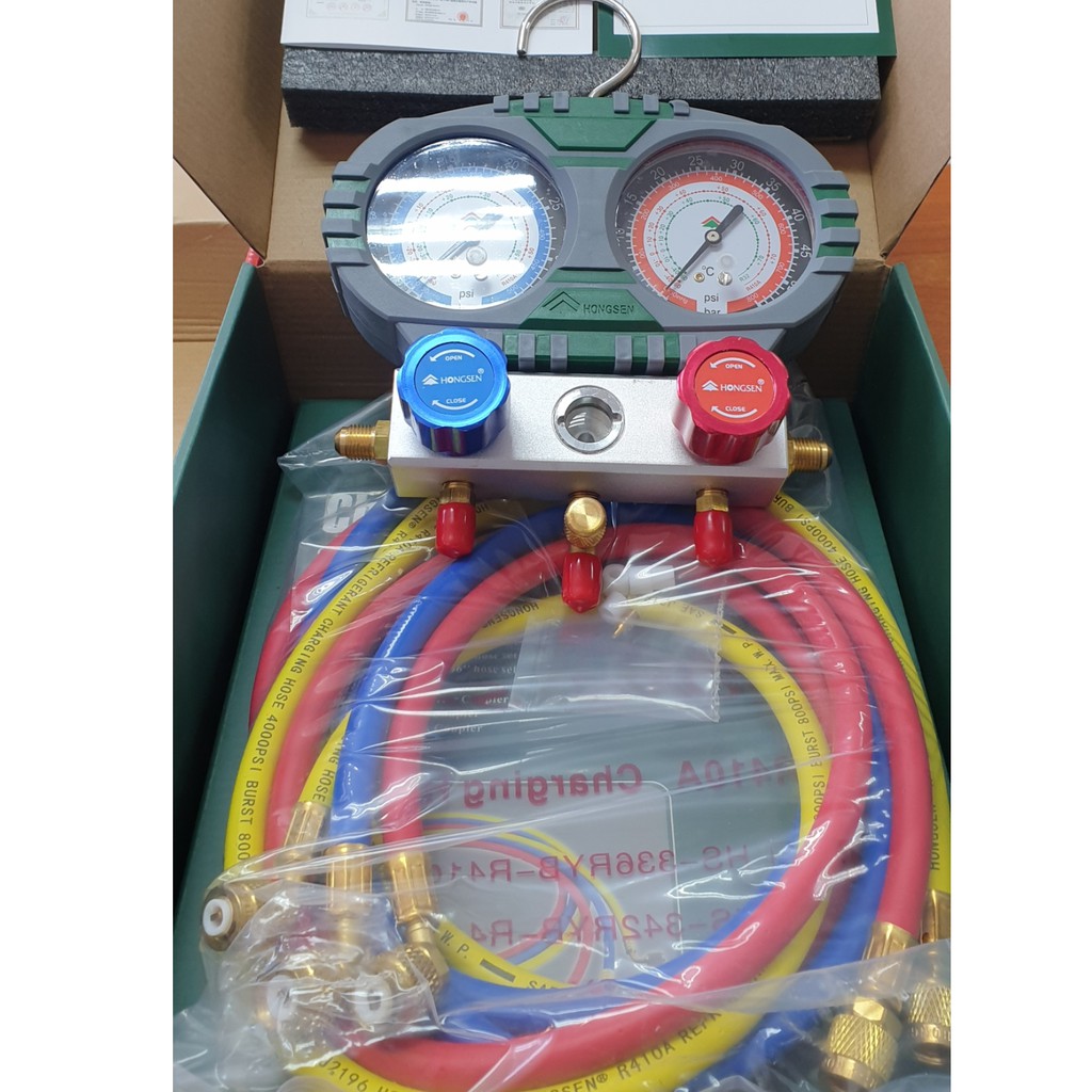 Hongsen R410A/R32 Manifold Gauge & Hose Set, Model HS-S60-102 ...