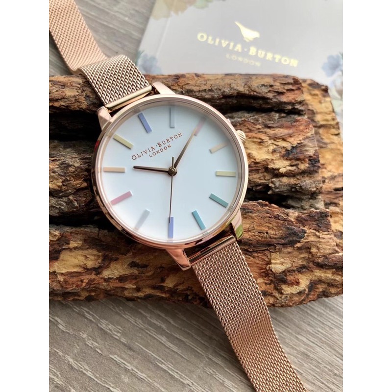 Olivia burton rainbow cheap rose gold watch