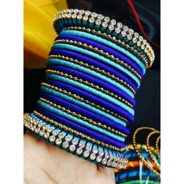 Silk thread bangles hot sale double colour