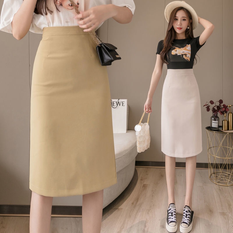 Women Office Skirt Mid length Slim High Waist A line Work Formal Skirt Shopee Malaysia