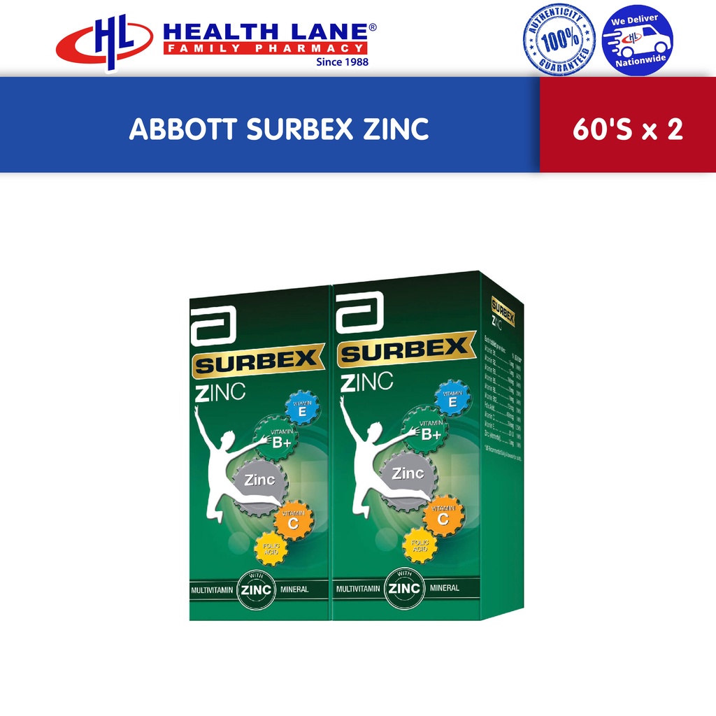 Abbott Surbex Zinc (60's X 2) | Expiry: 06/2024 | Shopee Malaysia