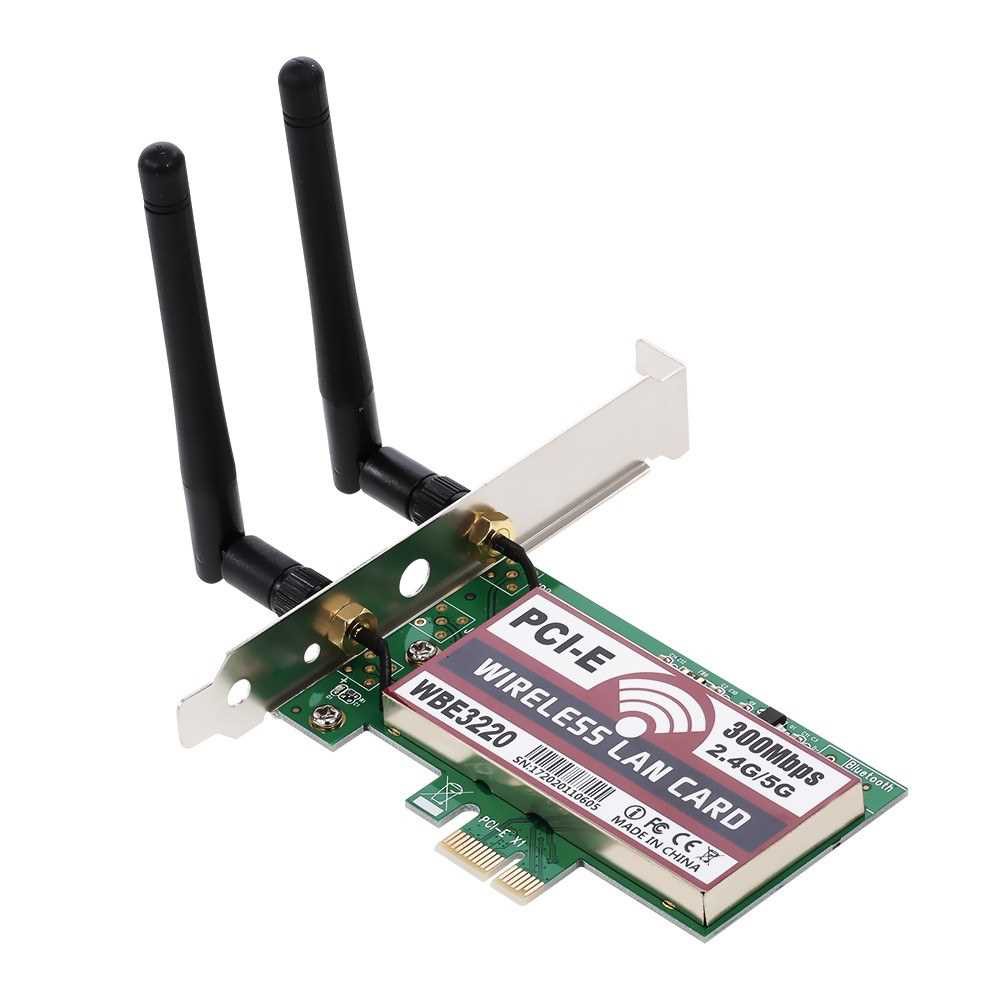 Wireless LAN Card WiFi Network Card with Highgain Antennas AP Function 300M PCIE Adapter Card