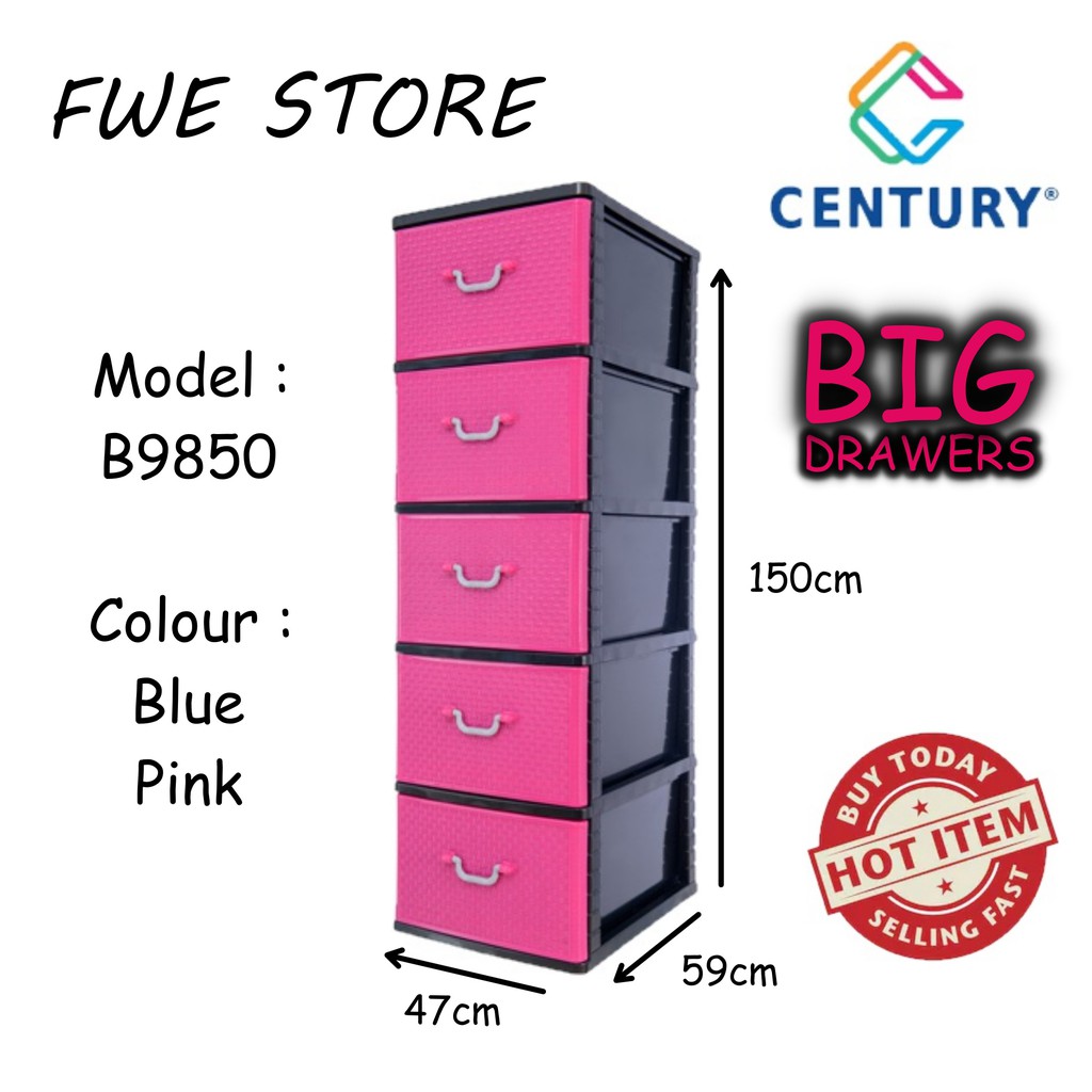Century 5 Tier Plastic Drawer / Cloth / Storage B9850