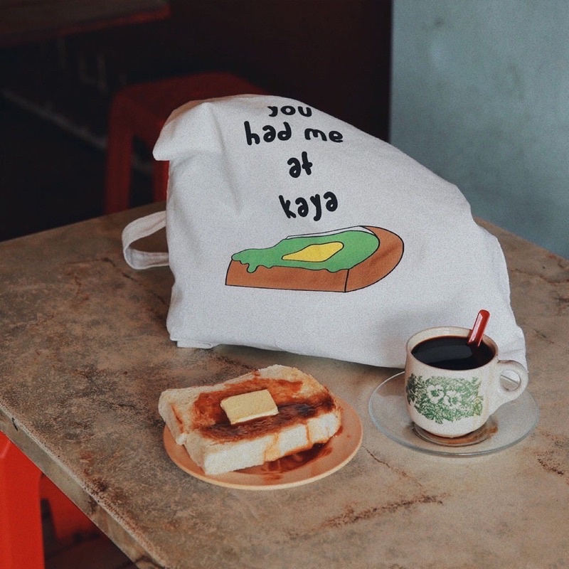 Kaya Toast Tote Bag in Beige | Shopee Malaysia