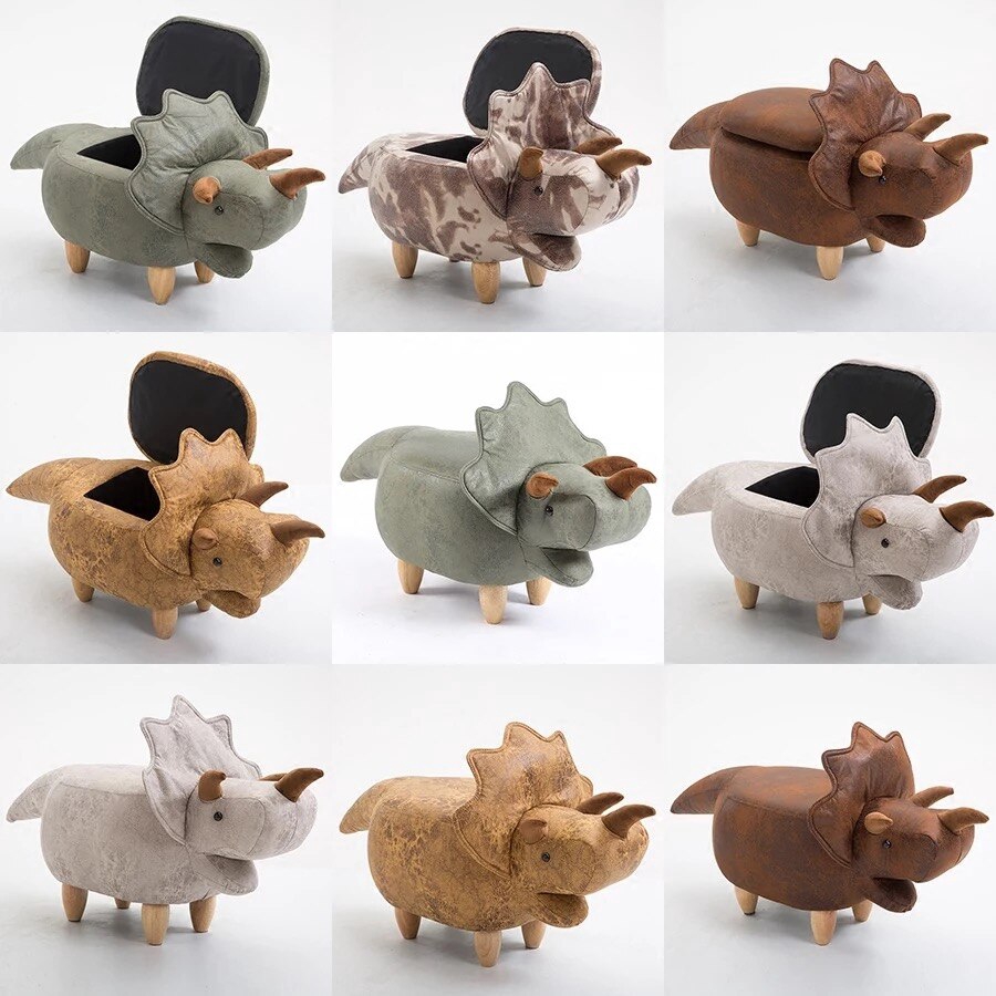 Creative solid wood stool dinosaur stool storage stool change shoe ...
