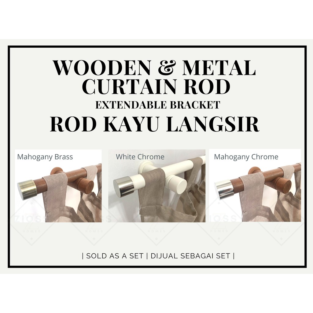 Premium Kayu Langsir Wooden Curtain Rods
