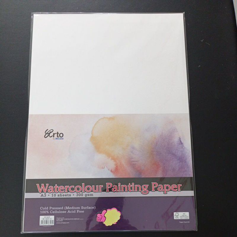 A3 WATER COLOUR PAPER 300GSM 10'S/KERTAS LUKISAN WARNA AIR | Shopee ...