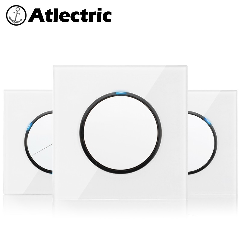 Atlectric White 1/2/3/4 Gang 1/2 Way Wall Light Switch With LED