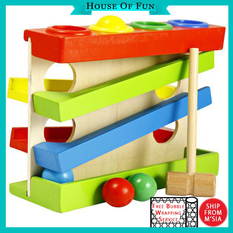 Four Play Set Pounding Bench Knock The Ball Wooden Educational Early ...