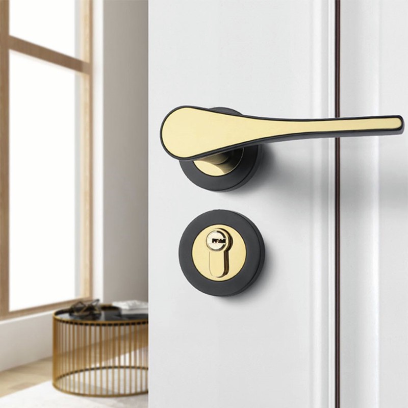 Modern Door Interior Lock Set Indoor Bedroom Door Lock Simple Golden