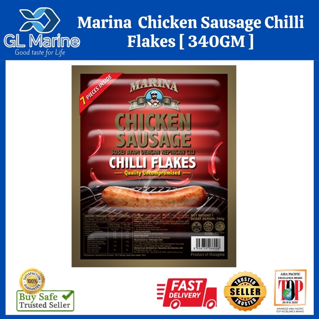 [ KLANG VALLEY ]Marina Brand Chili Flakes Chicken Sausage { 340GM