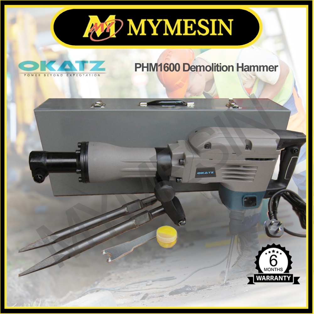 MY Okatz PHM1600 Demolition Hammer Hex 30mm Breaker ( Heavy Duty ...