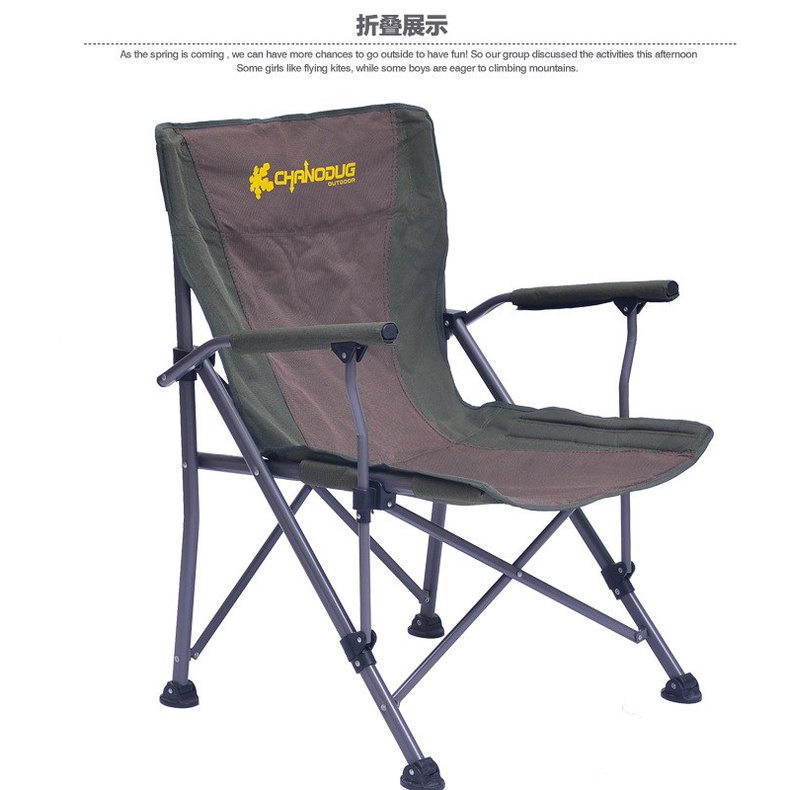 Chanodug Portable Folding Camping Green Chair 2022 with Arm Rest Cup