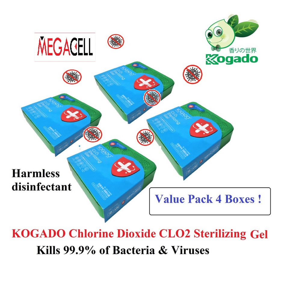 KOGADO CLO2 Sterilizing Gel (Value Pack 4 boxes) Chlorine Dioxide ...