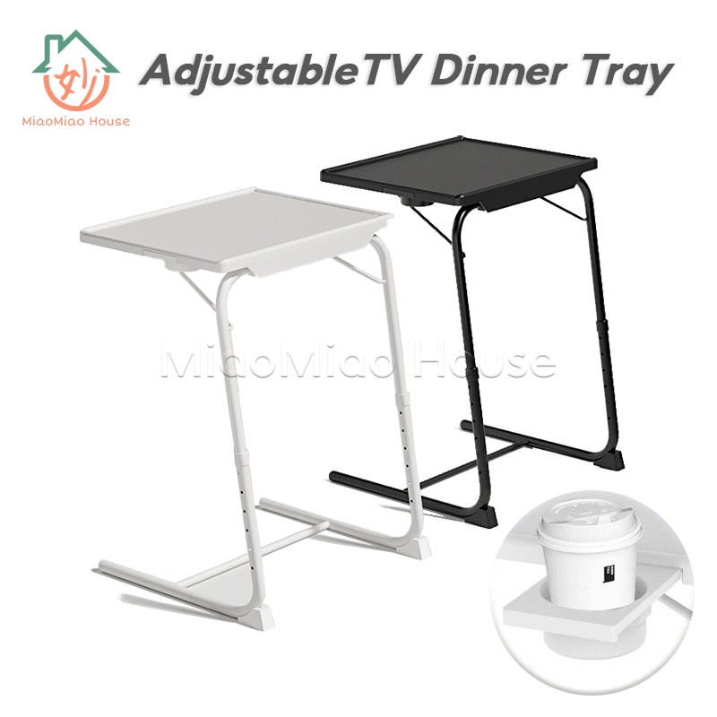 Portable TV Dinner Tray Adjustable Folding Table Bedside Table With 6