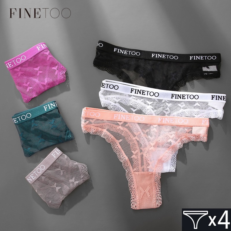 FINETOO 4pcs/set Lace Women Panties G-String Intimates Underwear Thong ...