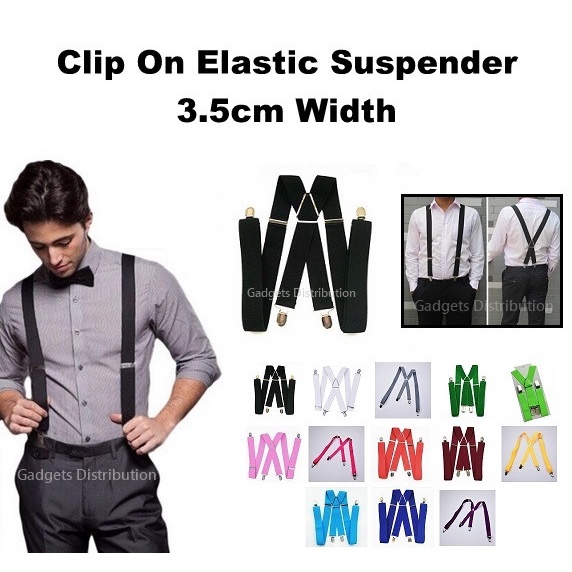 Men Adjustable Elastic X Back Suspenders Pants Trousers Suspender Clips on  Men