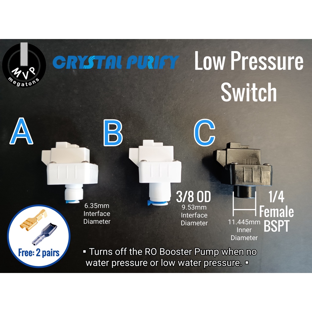 RO Low Pressure Switch Valve 1/4OD 3/8OD 1/4Female BSPT for Reverse