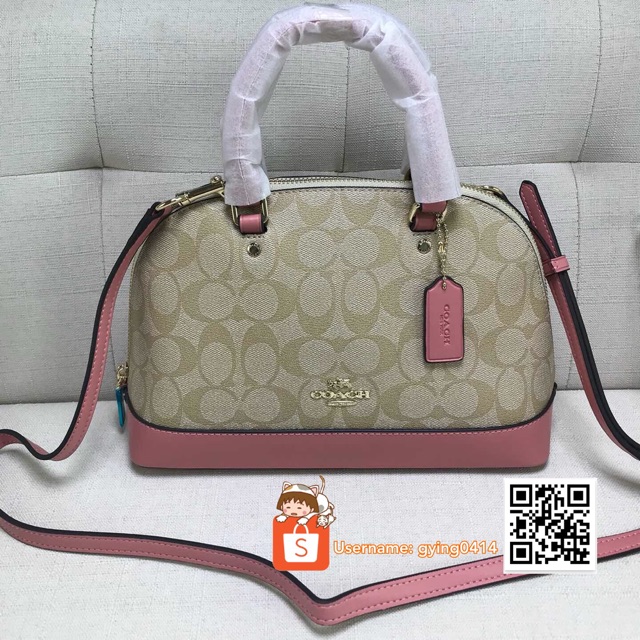 Coach F27583 Signature Mini Sierra Satchel Handbag Light Khaki