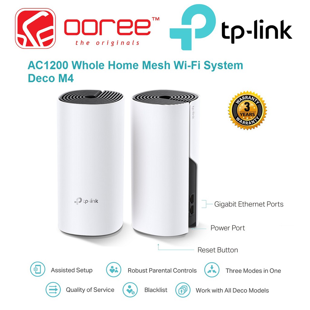 TP-LINK DECO M4 2-PACK / 3-PACK AC1200 WHOLE HOME GIGABIT MESH WIFI ROUTER  SYSTEM. Support Unifi Turbo/Maxis/Fibre