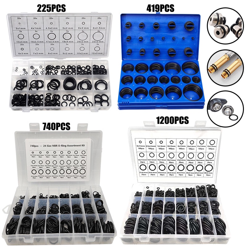 1200 Pcs O Ring Kit,24 Sizes Nitrile Rubber O Rings Assortment Kit