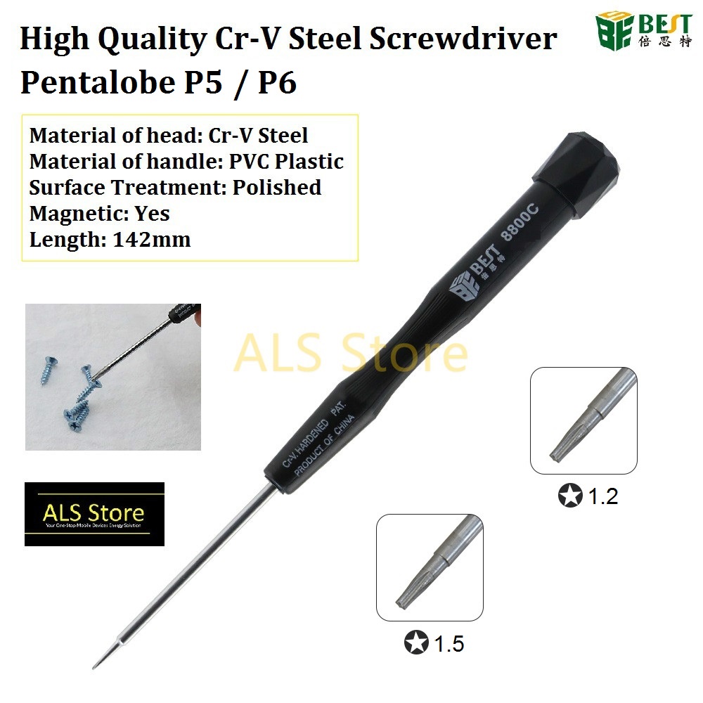 [BST-8800C] Cr-V Steel Pentalobe P5 / Pentalobe P6 Screwdriver for ...
