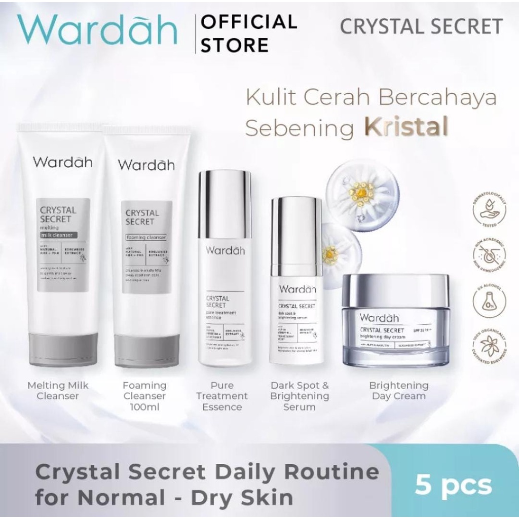 Wardah Crystal Secret Normal Skin Package (Milk Cleanser, Foaming ...