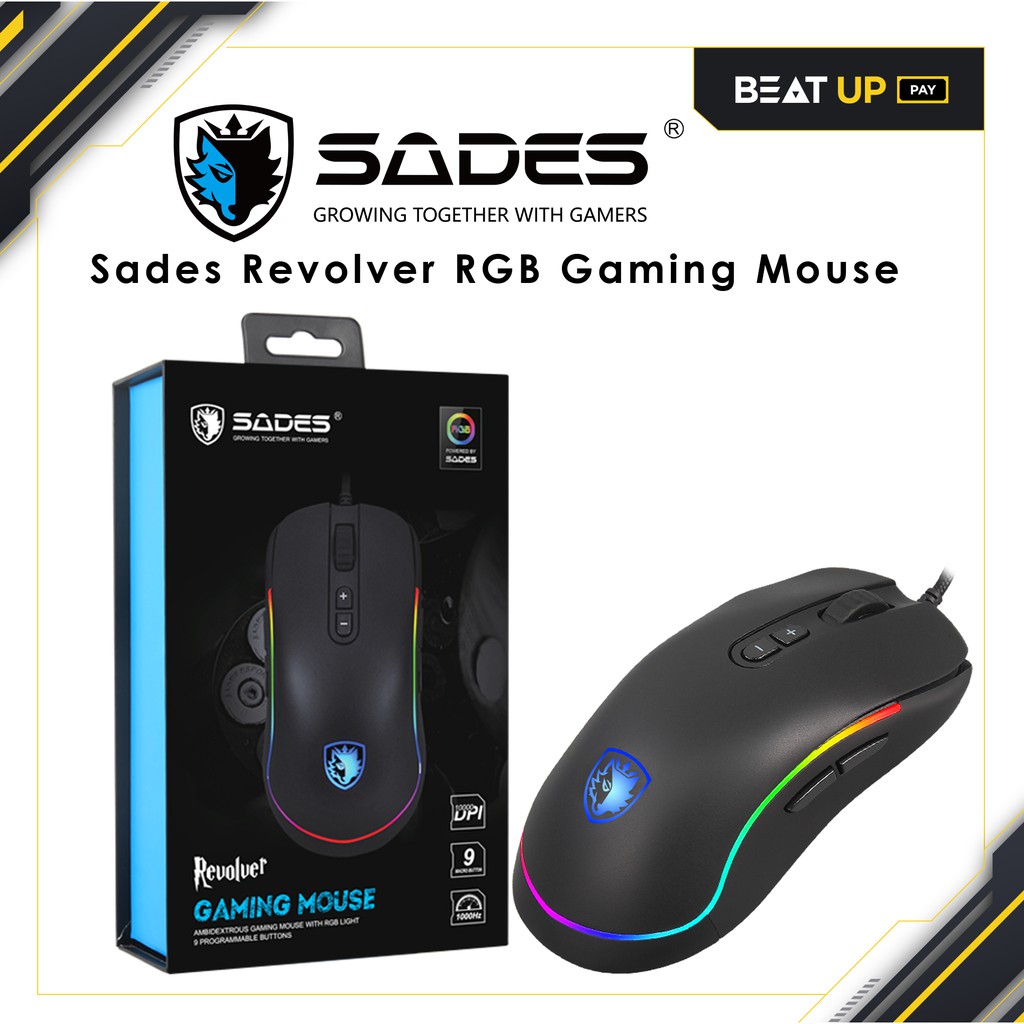 Sades Revolver RGB Gaming Mouse PMW 3325 9 Programmable Buttons ...