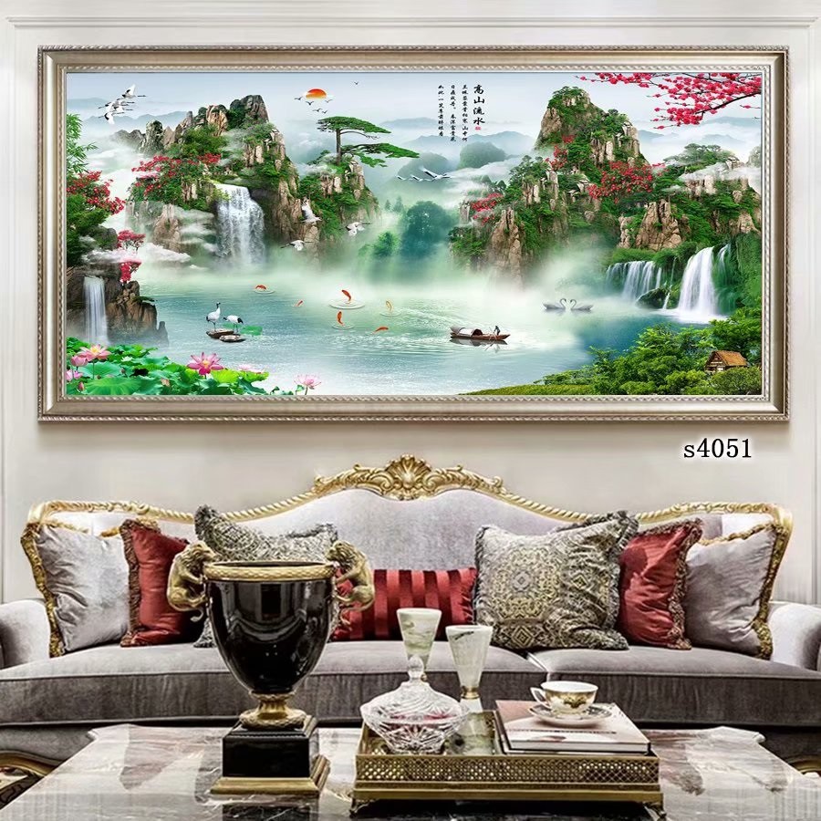 迎客厅 风水靠山招财迎客松/旭日东升客厅装饰画山水画Feng Shui Backing Mountain Wall Decoration Painting |  Shopee Malaysia
