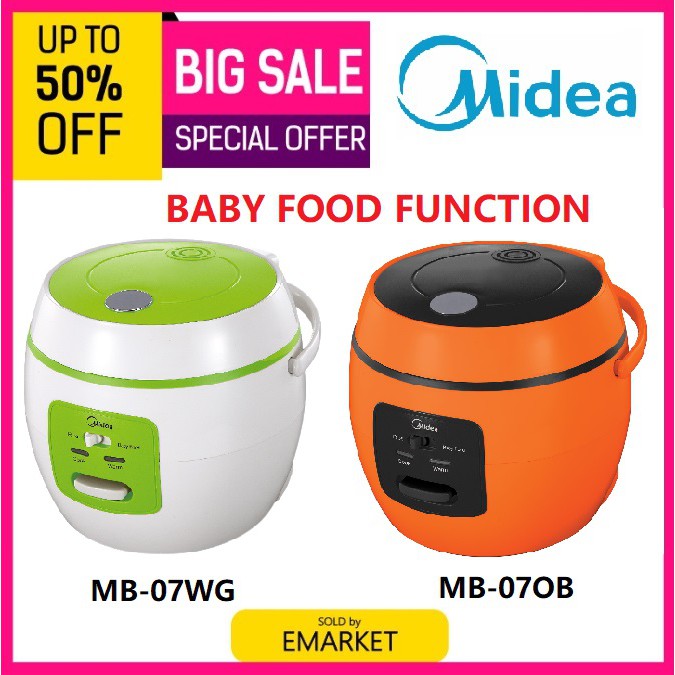 Midea Mini Rice Cooker MB07 (0.8L) with Porridge Function(Baby Food