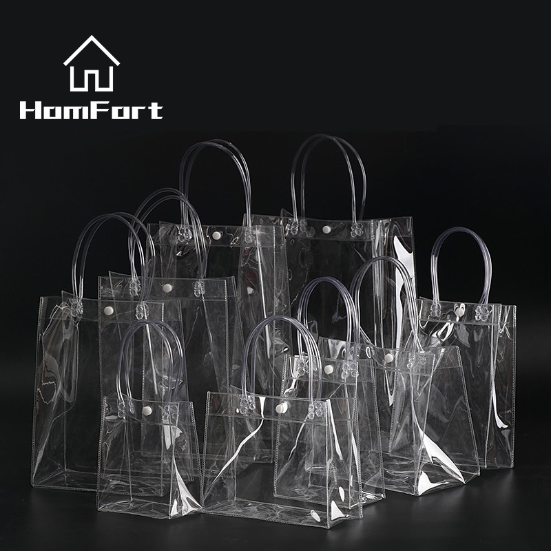Clear pvc plastic bag with snap button hot sale