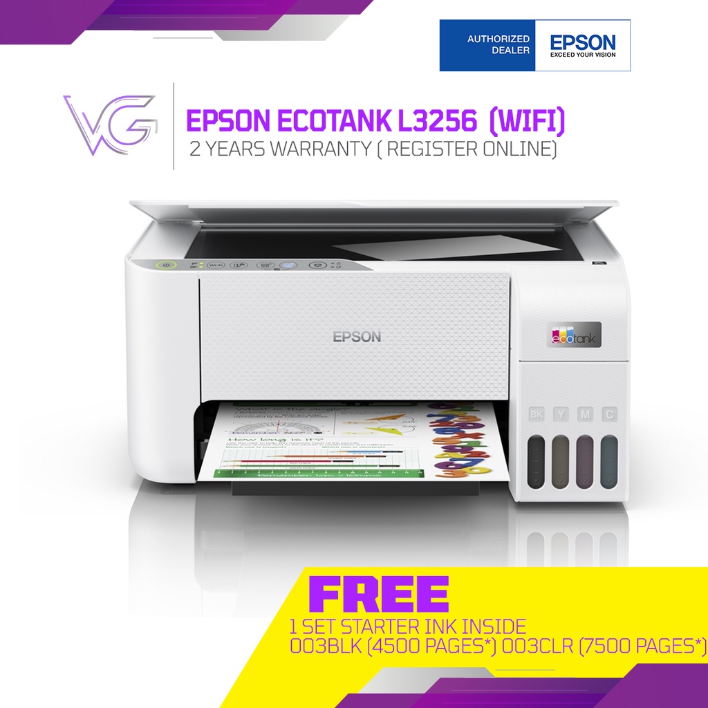 Epson Ecotank L3256 All In One Wifi Printer Print Scan Copy Wireless Replace L3156 White 3816