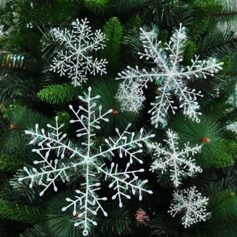 H11002 3pcs Xmas Tree Christmas Decorations White Snowflakes Plastic