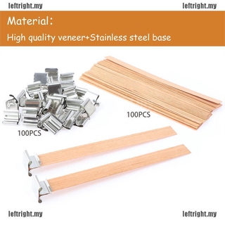 60pcs Candle Wicks Wooden Natural Wood Cores with Iron Stand Sustainer Wood  Wicks for Candle Making (