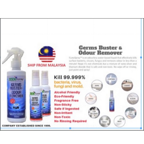 Nanospray germs Buster and Odour Remover 100ml/250ml | Shopee Malaysia