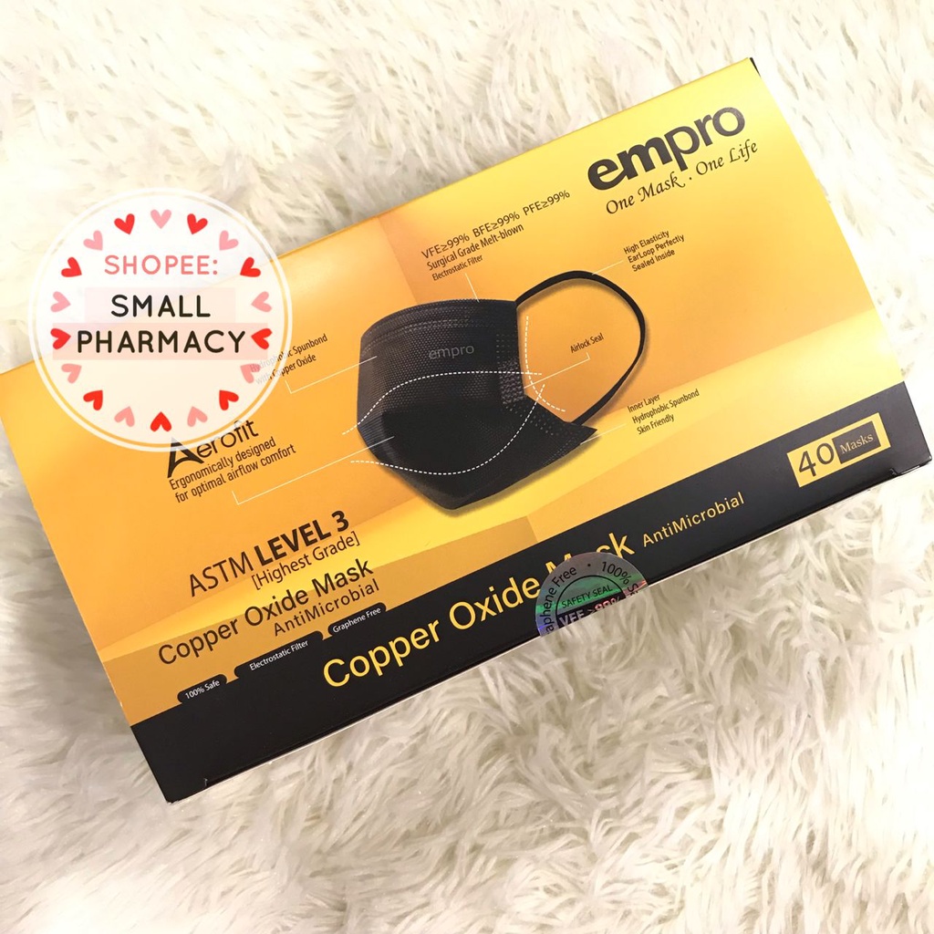 EMPRO Copper Oxide Antimicrobial 4ply Surgical Mask 40s Black 103449 ...