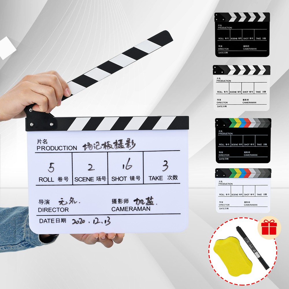 Selens Director Video Scene Clapper Board Acrylic Dry Erase Director TV ...