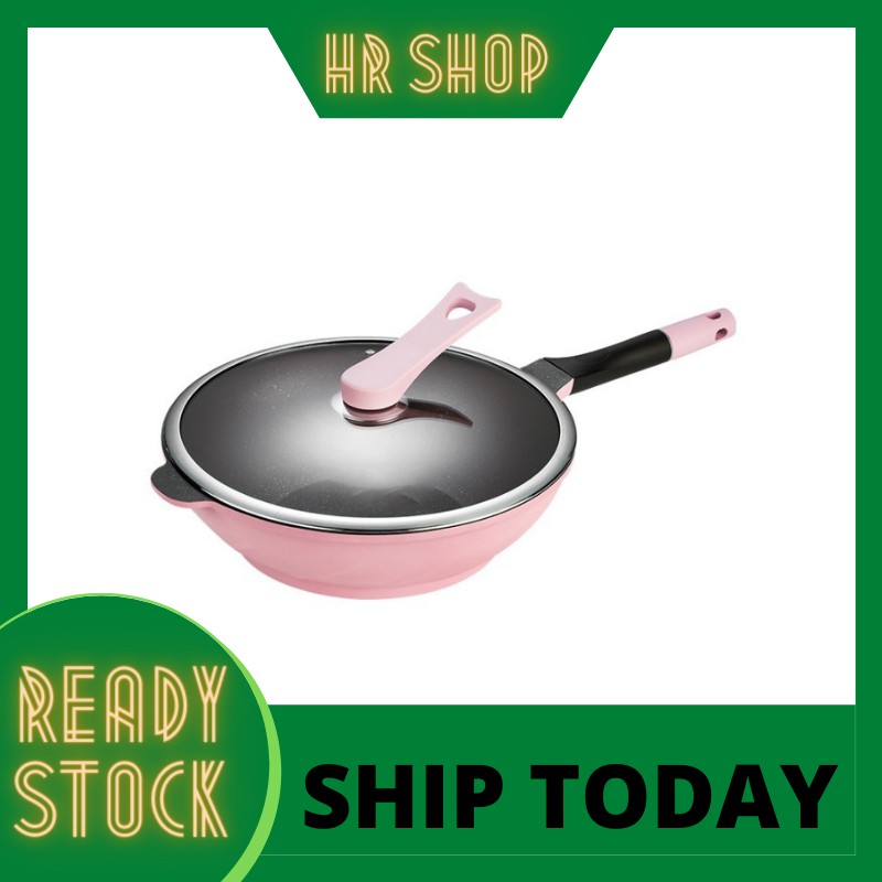 [READY STOK] Korea High Quality 32cm Non Stick Frying Wok Pan With Lid ...