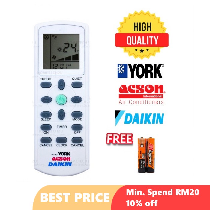 Daikin / York / Acson Air Conditioner Remote Control Shopee Malaysia
