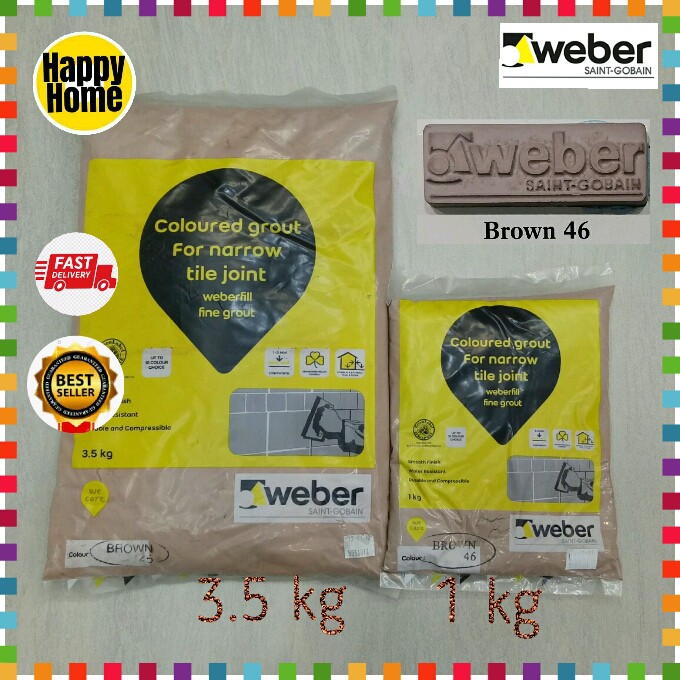 Weber BROWN Fine Grout Coloured Grout For Narrow Wall And Floor Tile ...