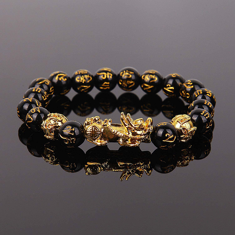 Goldenlight Pi Xiu Bracelet Feng Shui Black Obsidian Wealth Bracelet