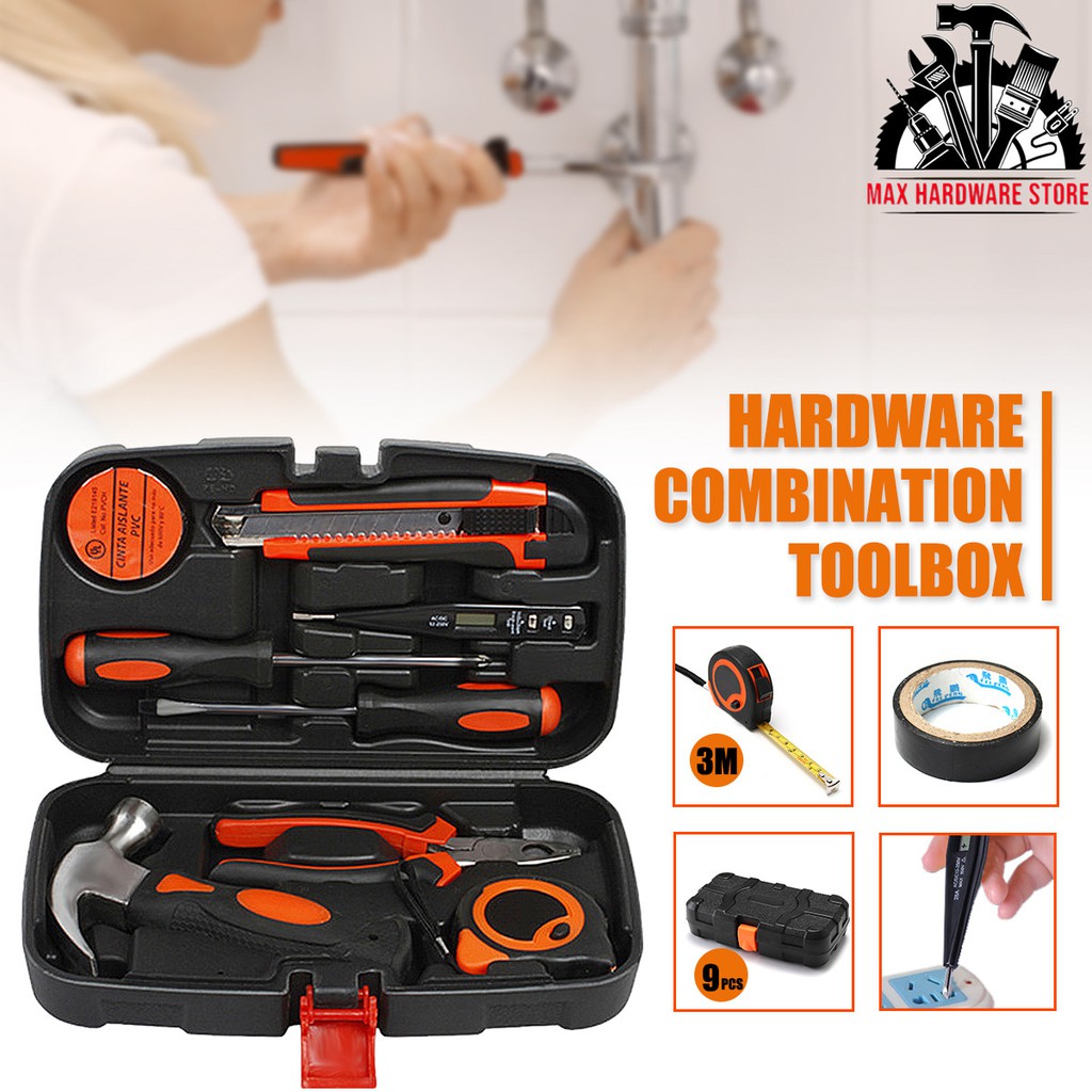 (Ready Stock) Habo JT09 Household Professional Hand Tool Set 9pcs