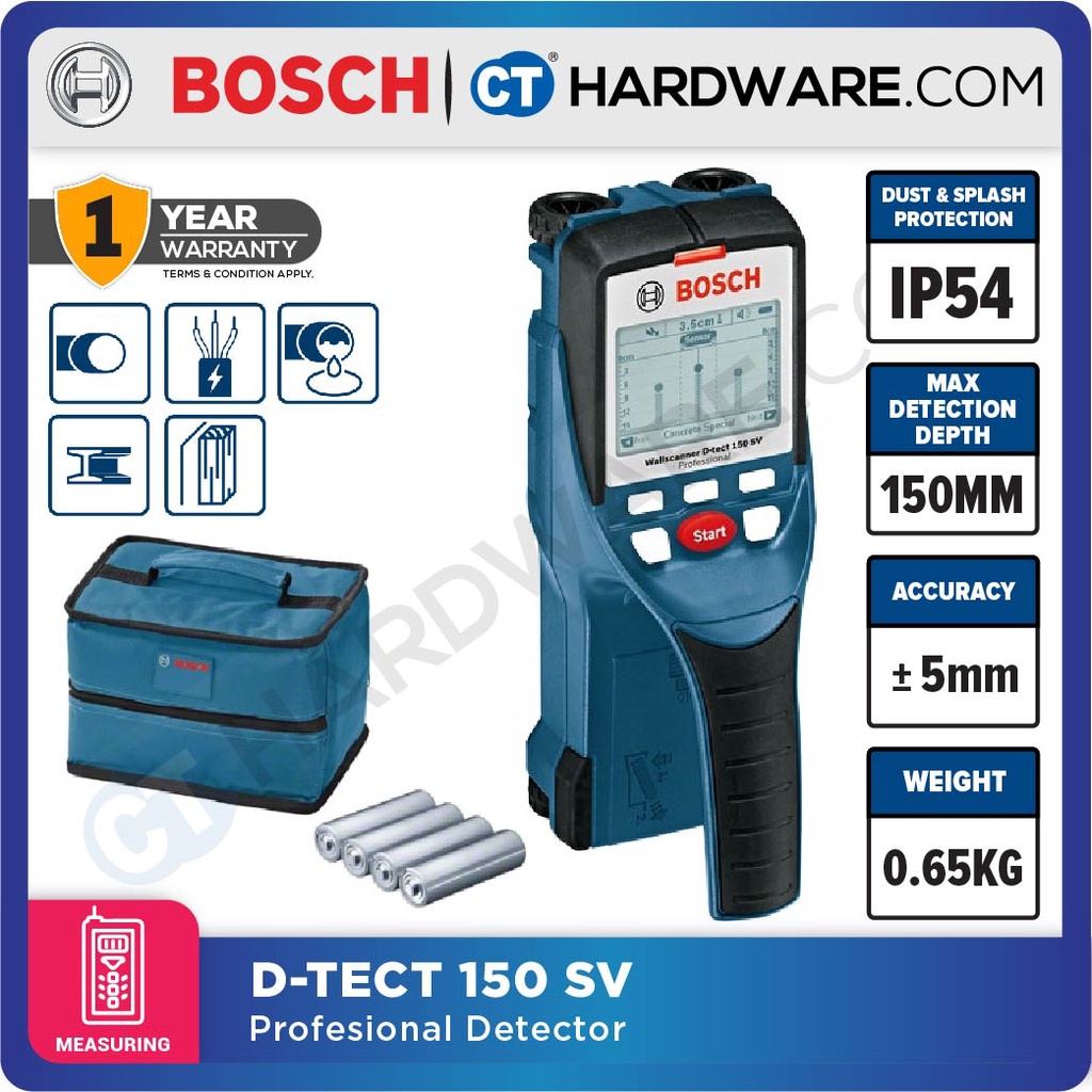 BOSCH D TECT 150 SV PROFESSIONAL WALL SCANNER DTECT150SV