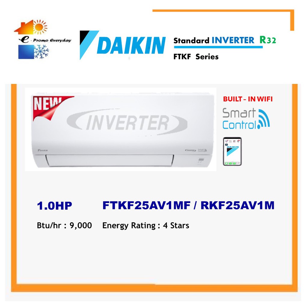 Wifi Daikin Hp Hp Inverter Wall Mounted Air Conditioner R Ftkf A Series Shopee