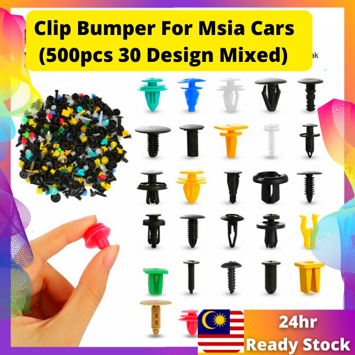 500 Pcs 30 Design Mixed Clip Klip Bumper Kereta Fender Door Myvi