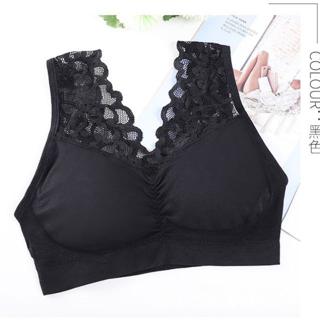 Gathered sexy lace beautiful back underwear without steel ring front buckle  Breathable bra 3/4 cup