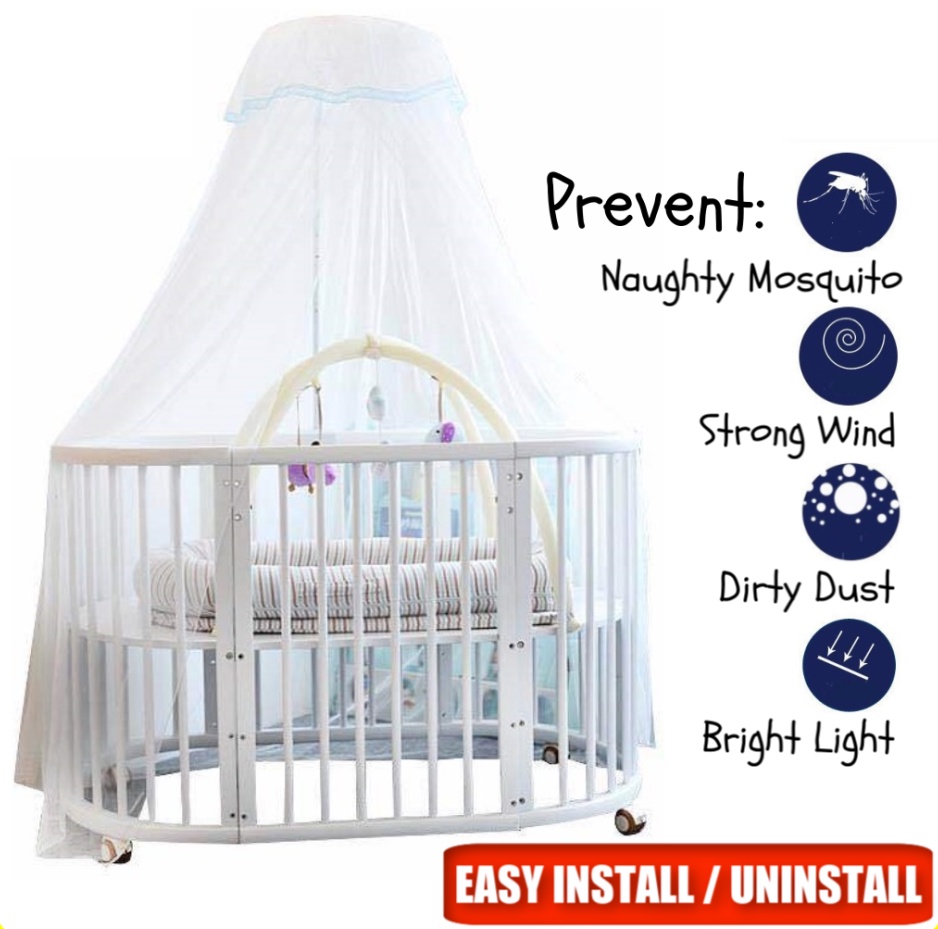 Full White Premium Mosquito Net Baby Cot Metal Clamp Frame Insect Cover ...
