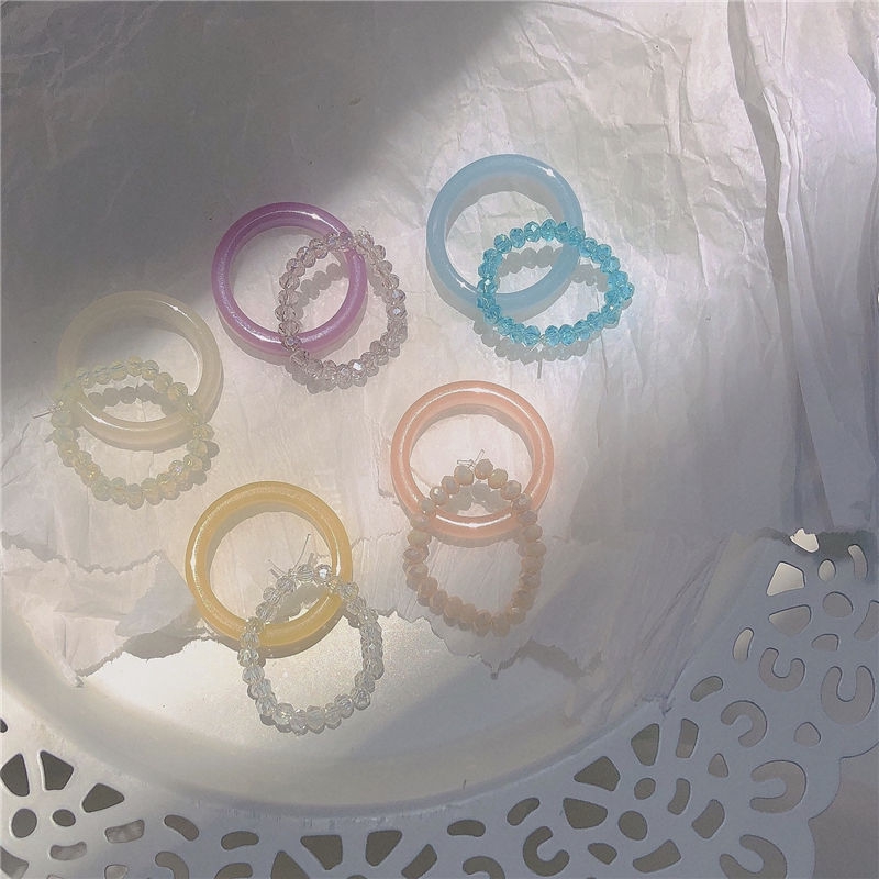 [Free Shipping] Jelly Color Series Ring 22434 Two Pieces Small Fresh ...