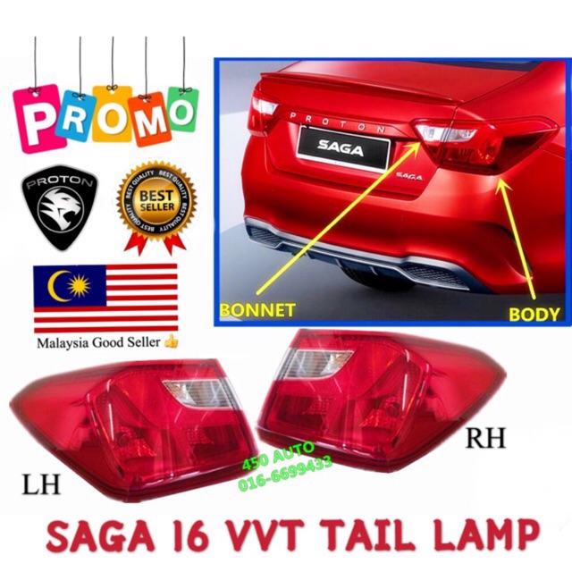 PROTON SAGA VVT 1.3 STD 2016 - 2021 TAIL LAMP // LAMPU BELAKANG / TAIL ...